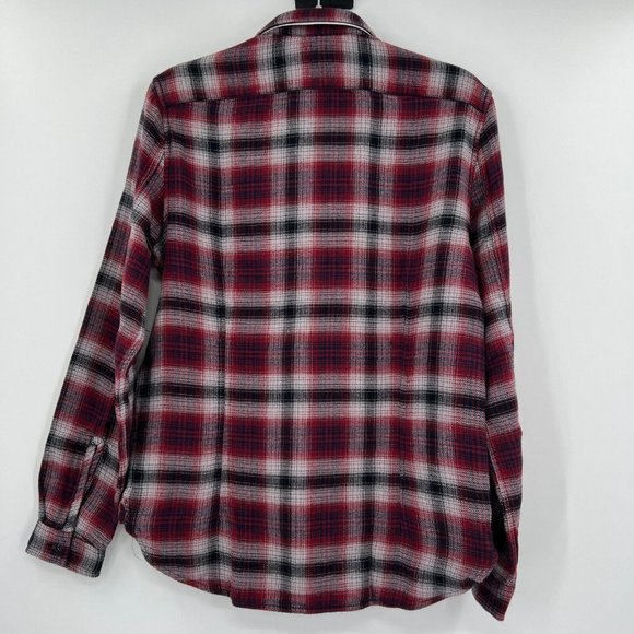 John Varvatos Neil Flannel Plaid Long Sleeve Button Down Shirt Reversible XS Red - Picture 6 of 8